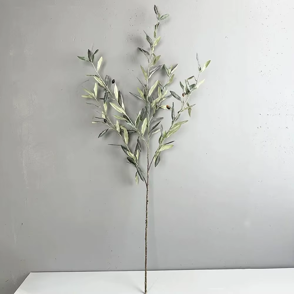 Branche d'olivier artificielle en plastique, réaliste, faite à la main, avec fruits, pour accessoire