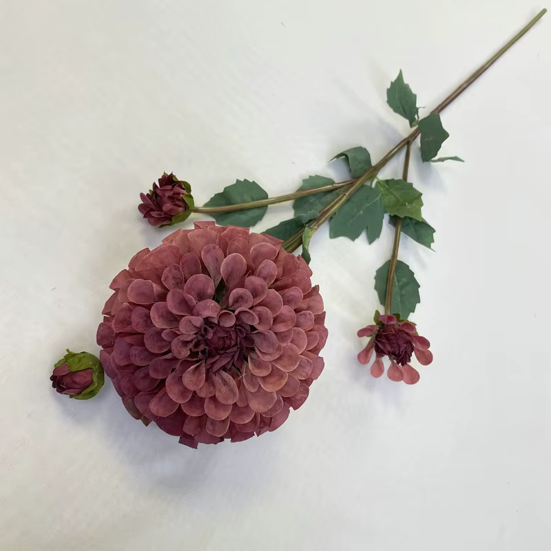 Plante verte artificielle florale en tissu givré, Branches de fleurs de Dahlias, décoration de centr