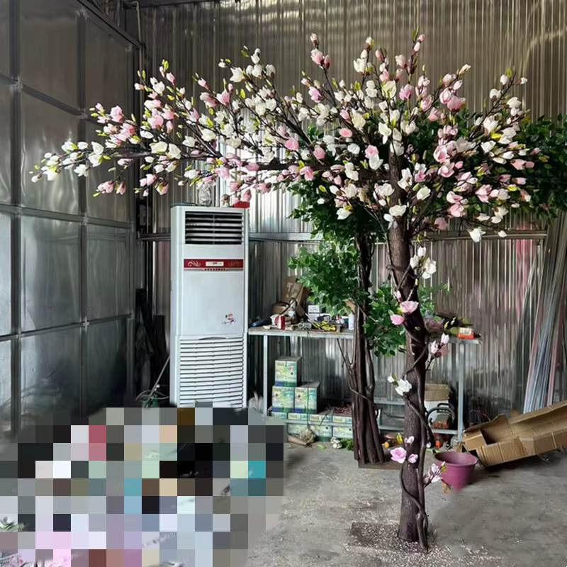 Arbre de Magnolia artificiel de 2M, plante de Simulation, fausse fleur, salon, hôtel, décoration de
