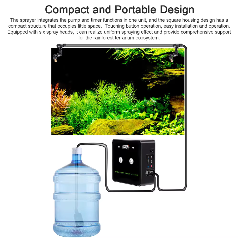 Terrarium de forêt tropicale rotatif à 360 °, système de brumisation chronométré, kit de pulvérisati