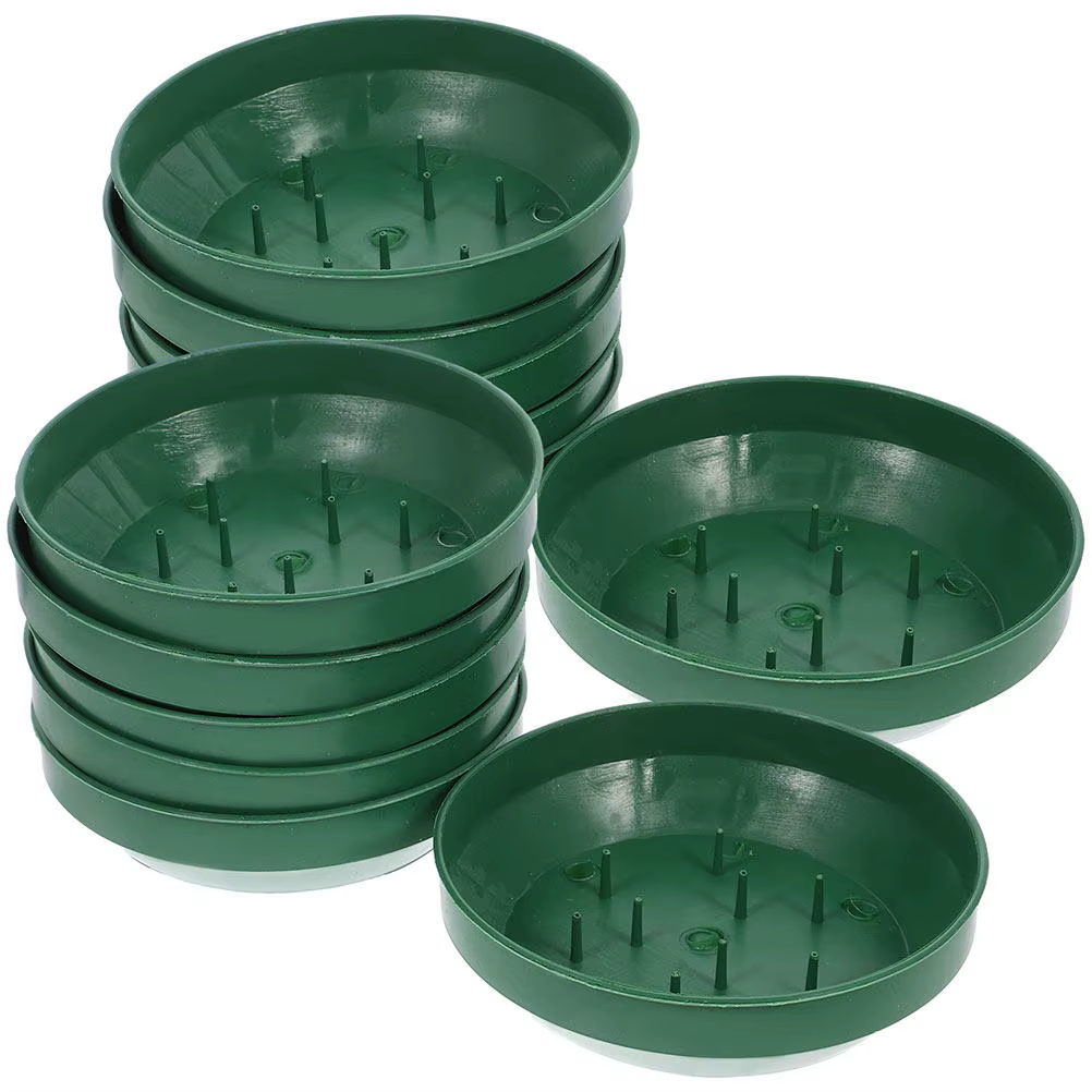 Lot de 12 plateaux ronds en plastique pour centre de table floral, support en mousse pour fleurs, ba