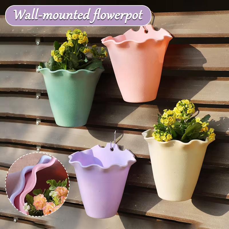 Pot de fleurs mural en plastique suspendu, panier de fleurs pour jardin extérieur, balcon, seau de j