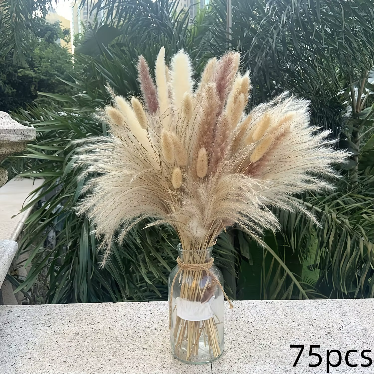 90 pièces Pampas fleurs séchées lapin queue de lapin herbe Bouquet Boho maison mariage décor fausse 