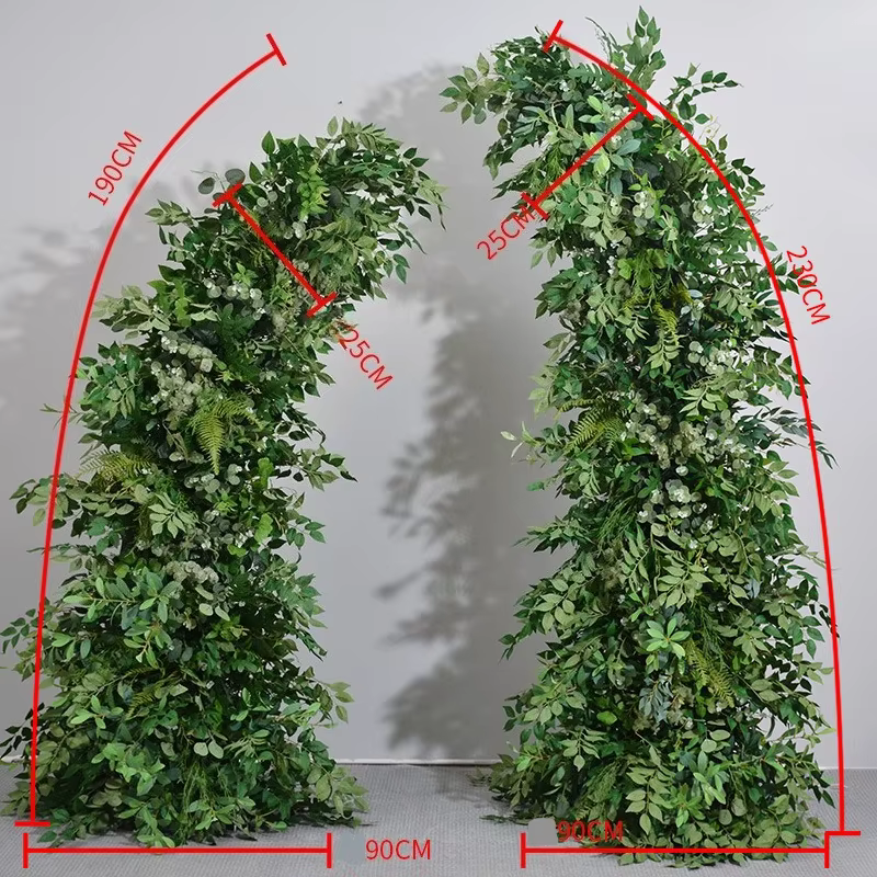 Nouveau corne de plante verte artificielle, décor d'arrière-plan d'arc de mariage, Long Arrangement 