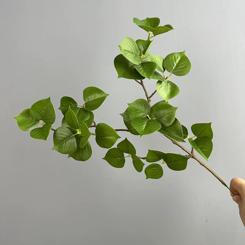 8 feuilles artificielles de Bodhi colorées pour l'automne, plantes vertes en plastique, simulation d