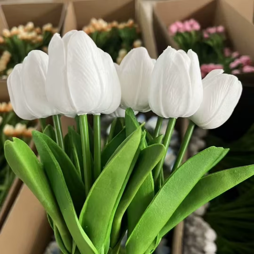 Tulipes artificielles au toucher réaliste, fleurs artificielles pour la décoration de la maison, bou