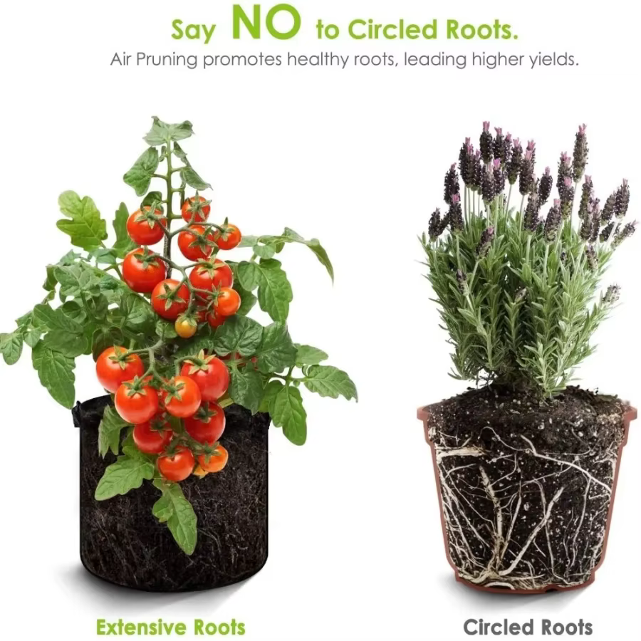 Grands sacs de culture de plantes non tissées, 15 à 100 Gallons, 2 pièces, avec poignées, Pots de pl