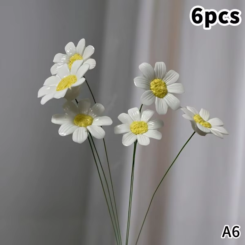 6/8/10 pièces de fleurs de marguerite en céramique, fleurs éternelles artisanales, ornement DIY, déc