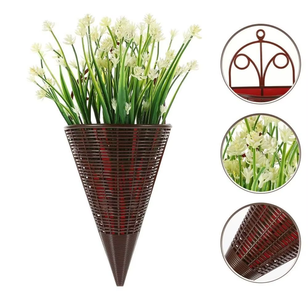 Panier de fleurs suspendu en plastique, décoration de la maison, Art Durable, tenture murale en roti