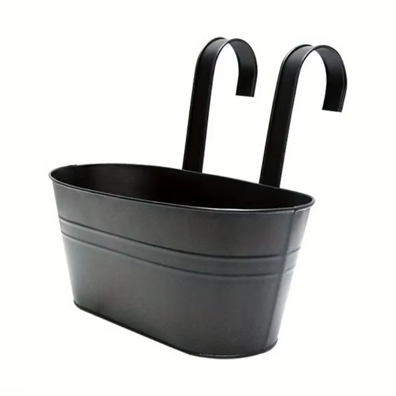 Pots de fleurs en fer avec trous et crochets de proximité, jardinières pour plantes extérieures, gar