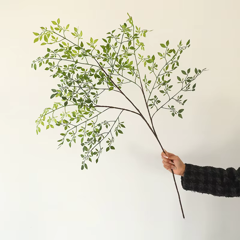 Fleur artificielle plante verte Nandina feuilles de Silicone, décoration de mariage Studio aménageme