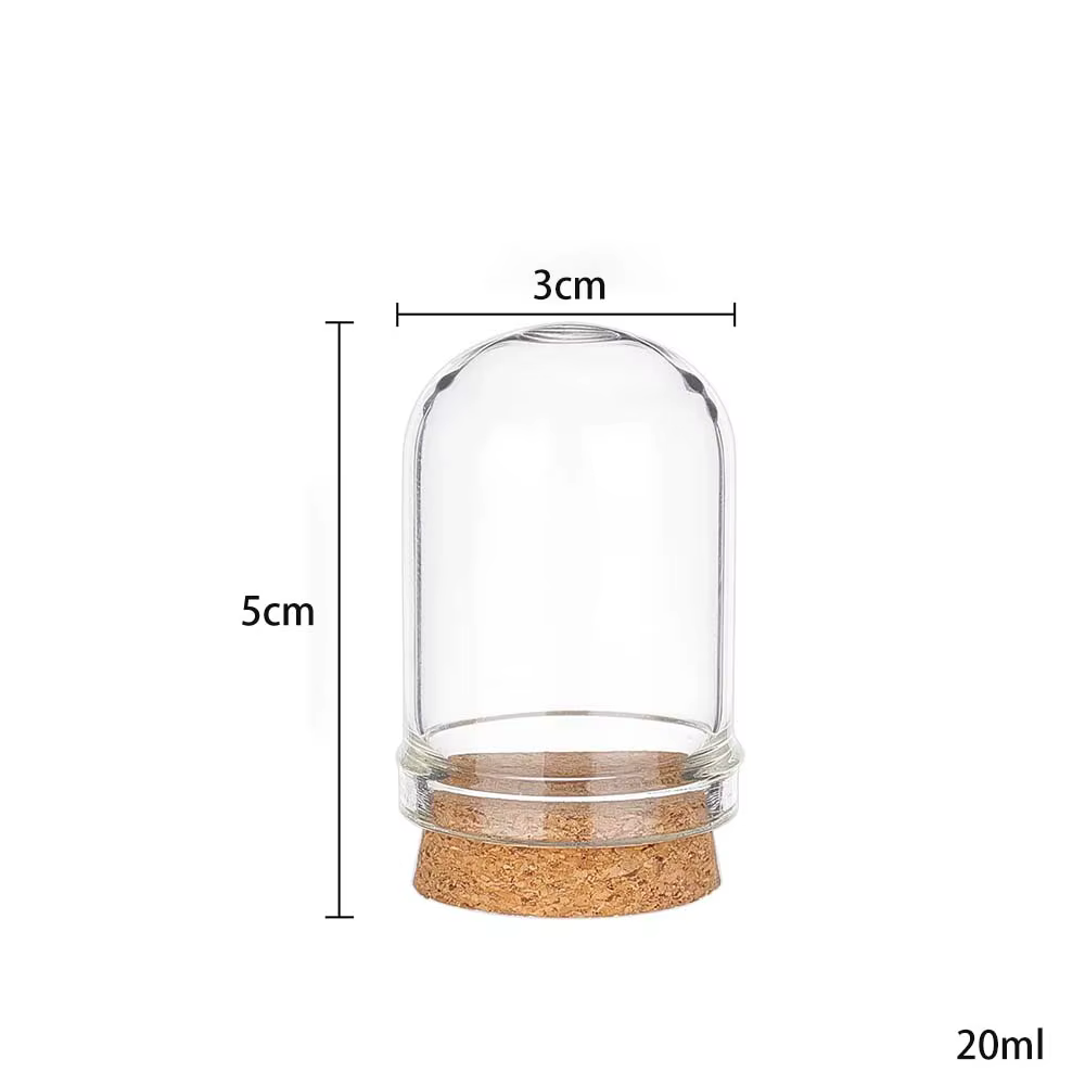 Cloche cloche pot d'affichage en verre dôme avec Base en liège Mini bouteilles en verre dôme pots dé