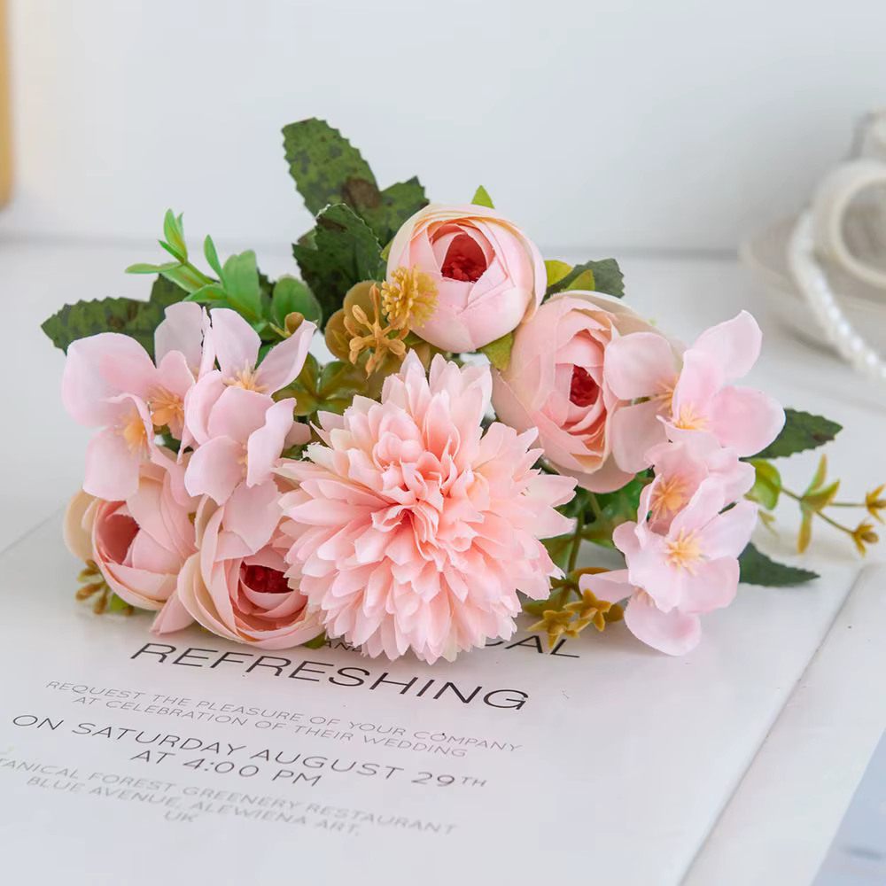 Fleurs Artificielles Bourgeons de Thé Hortensia pour Fêtes Maison Artisanat Vases Table Jardins Exté