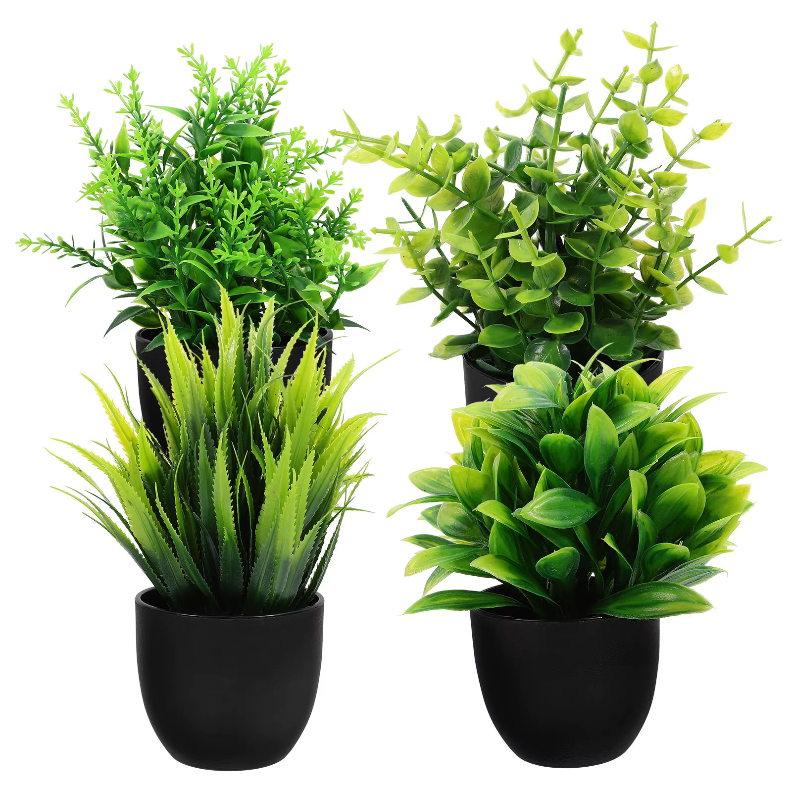 4 plantes artificielles exquises en pot, plantes artificielles réalistes en pot pour la décoration d