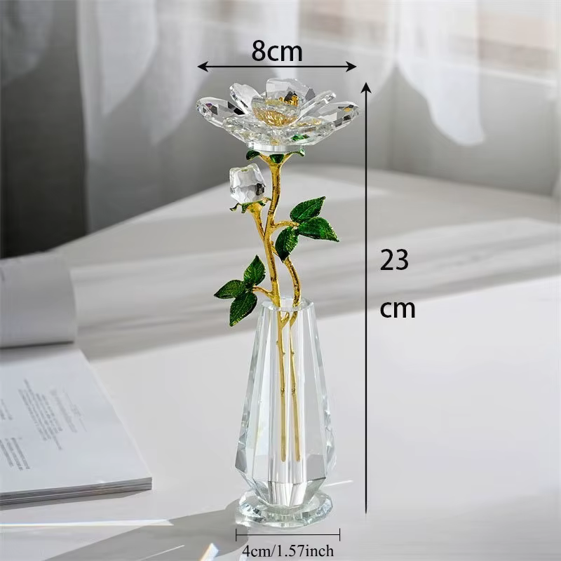 Cadeaux de fleurs de pivoine en cristal pour femmes, ornements de collection de fleurs en verre de c
