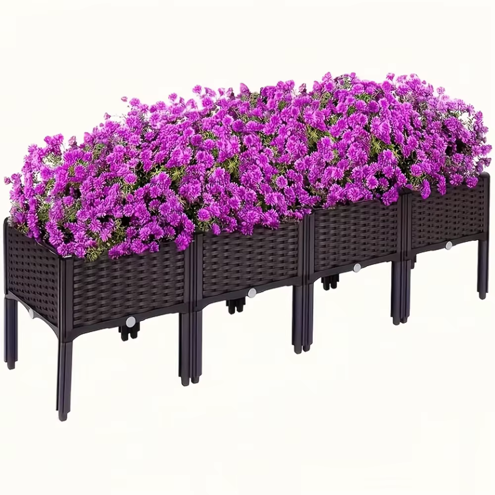 Boîte de plantation à 4 compartiments pour balcon domestique, pot de fleurs en plastique pour pépini