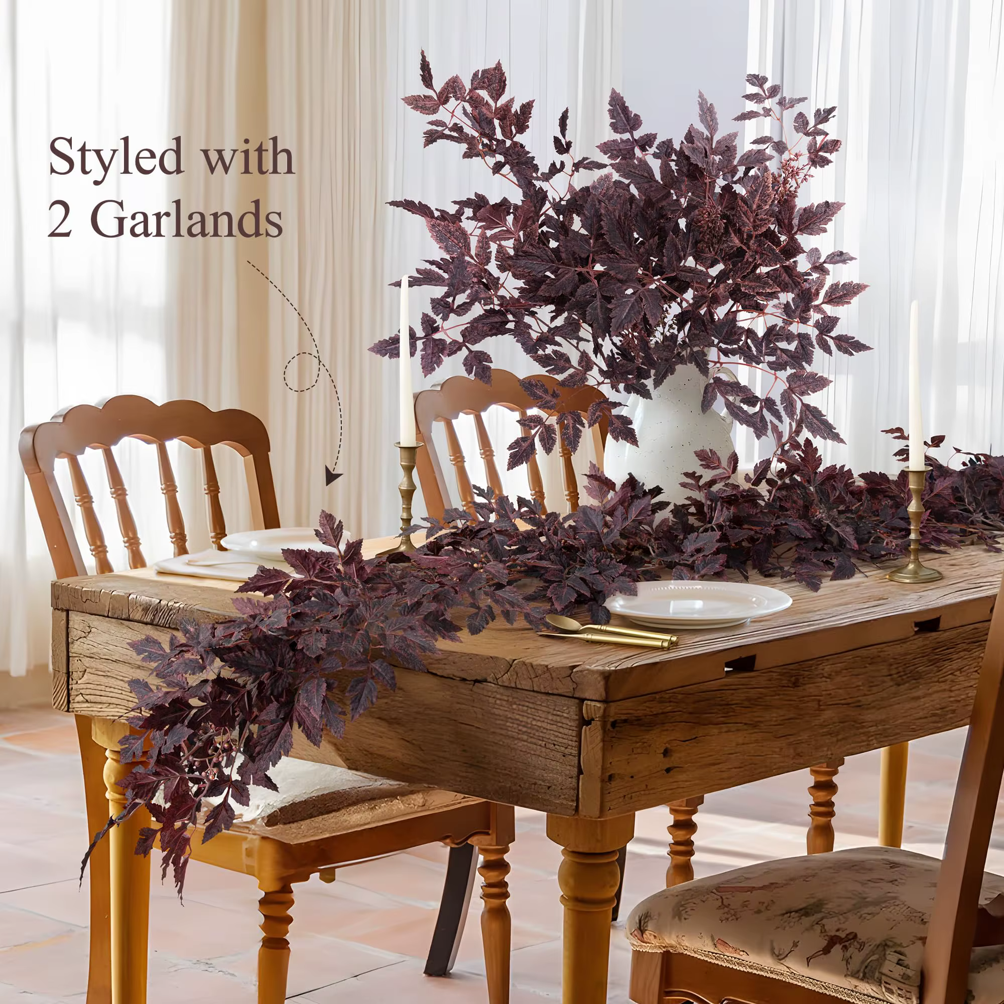 Guirlandes de graines de prune Cimicifuga de 6 pieds, 2 à 6 pièces, guirlande de fausses feuilles ne