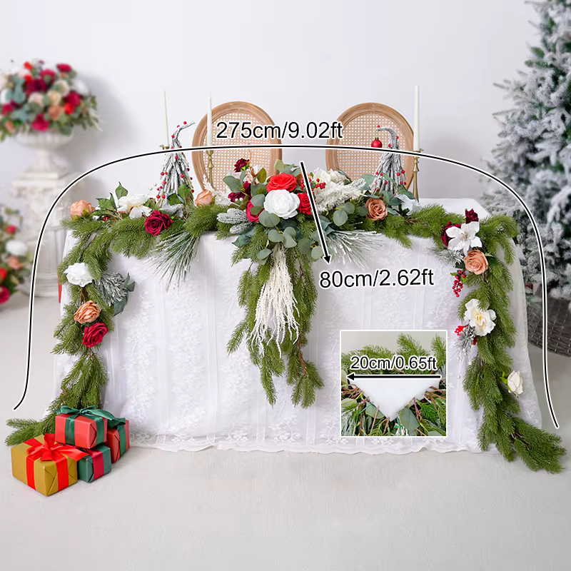 H866220 série de noël pin Needel vigne Table guirlande de fleurs Arrangement Floral de mariage acces