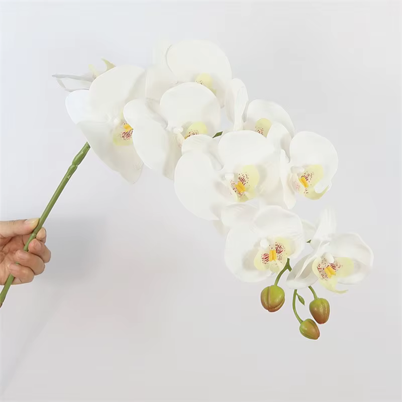 9 têtes de fleurs d'orchidées papillon artificielles de 98 cm, fausses orchidées phalènes pour maria