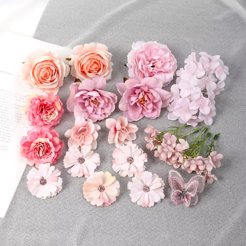 Fleurs artificielles en rose pour la décoration de la maison, accessoire d'ornement manuel bricolage