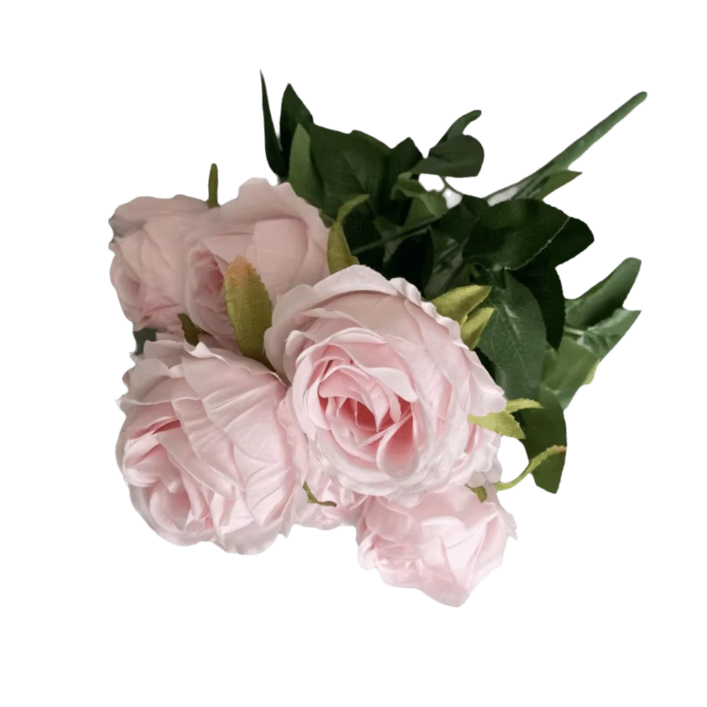 Fleur artificielle rose multicolore à 9 têtes, feuilles vertes, fausse rose, accessoires photo, arra