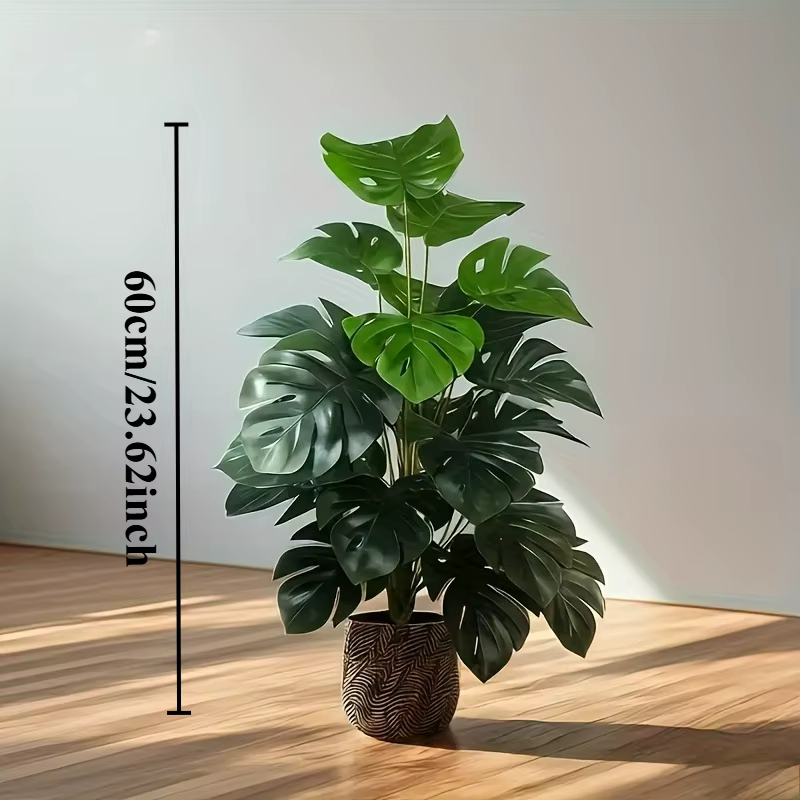 Arbre artificiel en plastique réaliste en forme de figuier à feuilles de violon, plante verte pour l