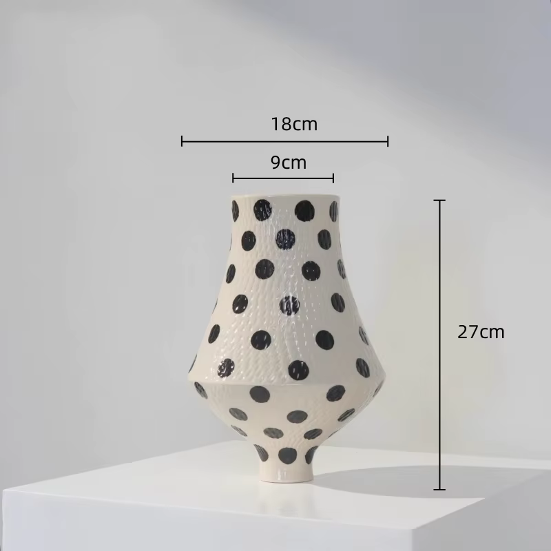 Vase en céramique à pois avec poignée, Pot de fleurs, artisanat en céramique, accessoires d'arrangem