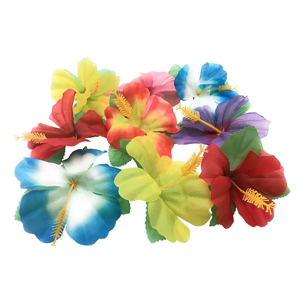 Fleurs d'hibiscus artificielles, 24 pièces, pour décoration de fête Luau hawaïenne, centre de Table,