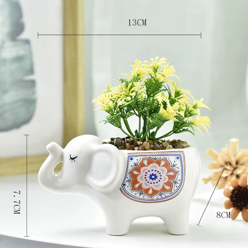 Pots de fleurs d'animaux de dessin animé original, pot de fleurs succulentes en céramique de bureau,