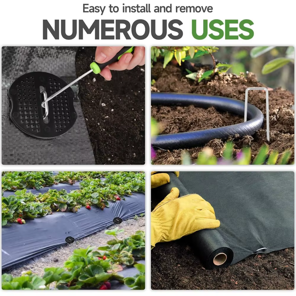 Agrafes de jardin en forme de U avec rondelles, 40 à 100 pièces, pour l'extérieur, Film de sol, chev