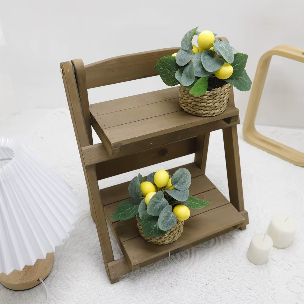 Ensemble de plantes artificielles au citron jaune vibrant, dans paniers tissés, matériau PE réaliste