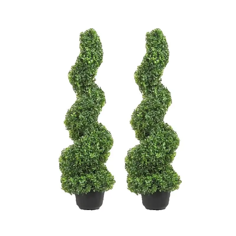 SucceBuy 1/2 pièces tour de buis artificielle topiaire spirale plante artificielle 24/36/48 pouces d