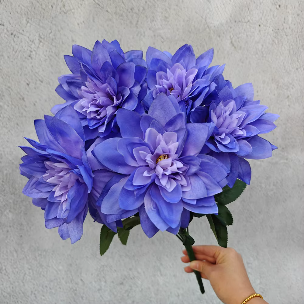 Fleurs artificielles de Dahlia à 7 têtes, faux Bouquet de Dahlia réaliste pour la décoration de la m