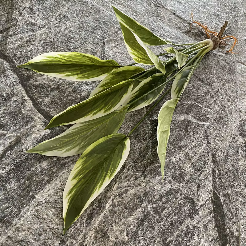Plantes vertes artificielles, feuille de plantain en plastique avec racine, fausse fleur en Pot, déc