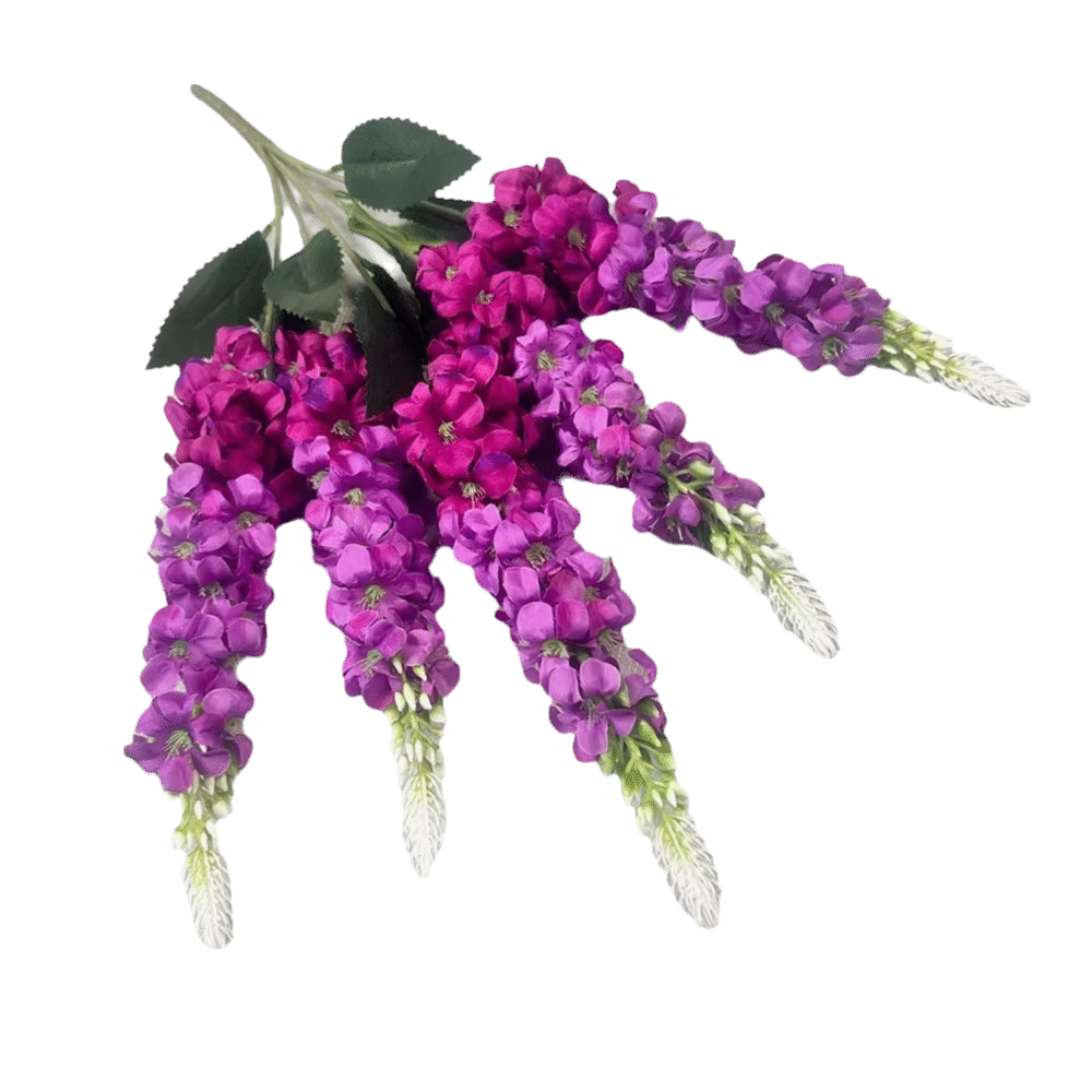 5 tiges de fleurs artificielles de jacinthe, arrangement floral multicolore, fausses fleurs de delph