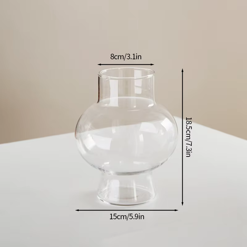 INS Style Vase En Verre Transparent,Vase Hydroponique Créatif Fleurs Roses,Accueil Table Décoration 