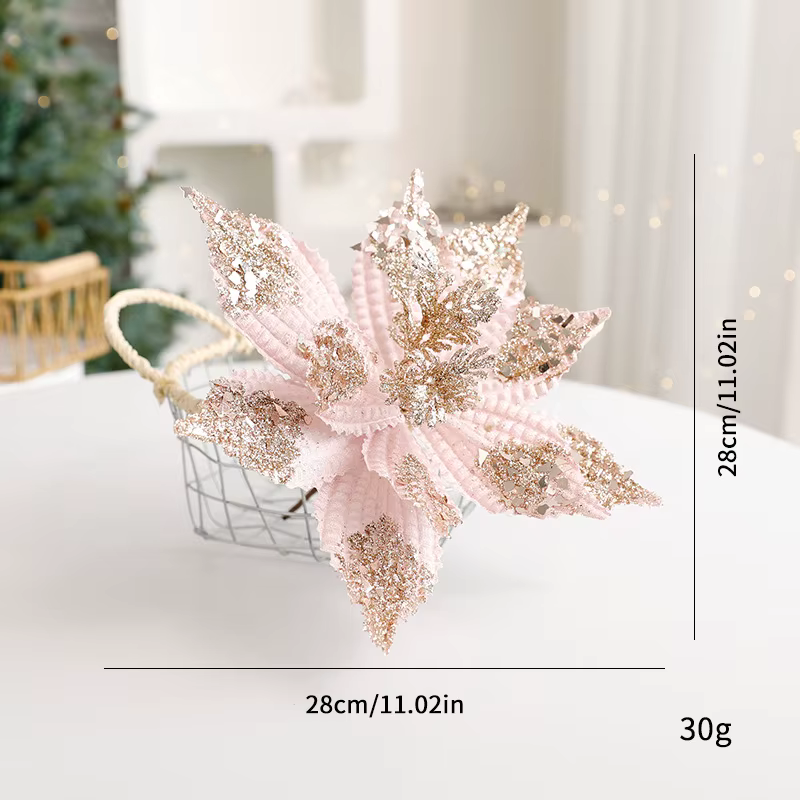 Fleur de noël bricolage rose clair simulation fleur arbre de noël décoration fleur