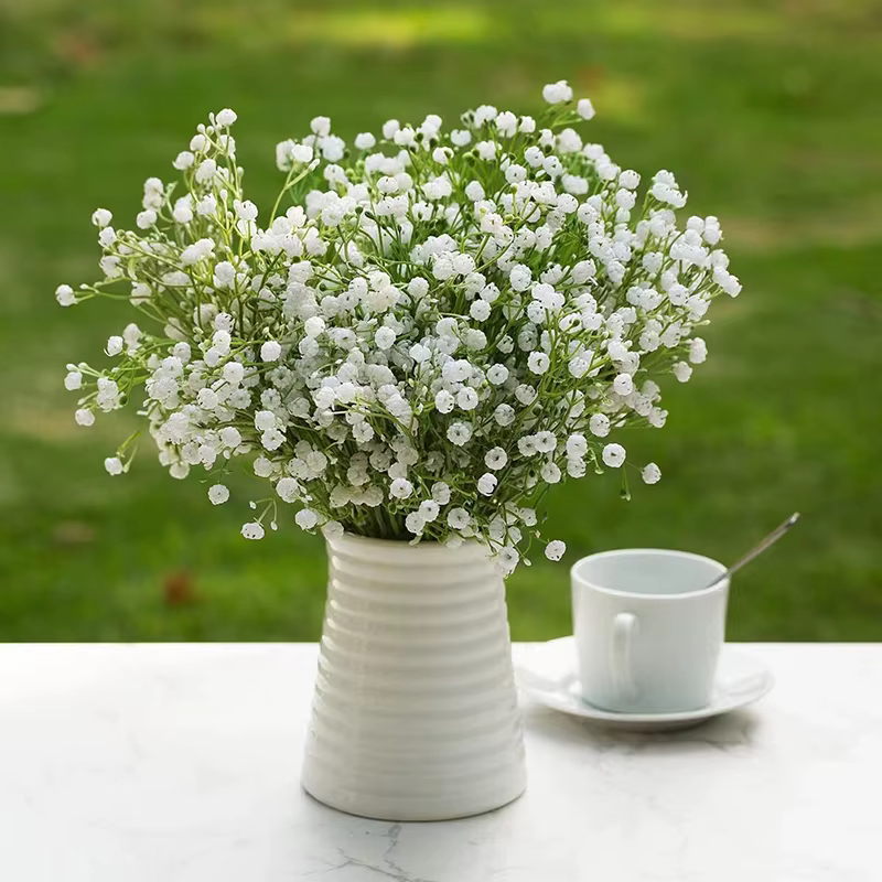 Fleurs artificielles pouvez-vous psophila blanches, 15 pouces, fausses fleurs en plastique, pour déc