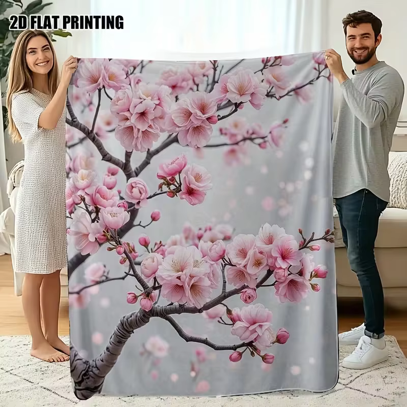 Couverture à motif de fleurs de mer, 1 pièce, pour le printemps, l'été, l'automne, l'hiver, décorati