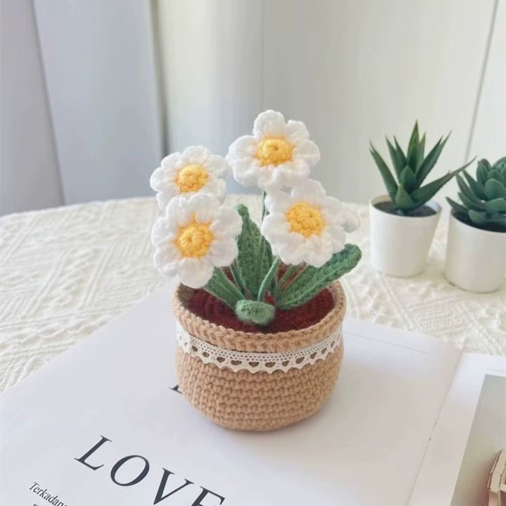 Kit de fleurs au crochet unique, ensemble de fleurs créatives, fil de laine fait à la main simple po