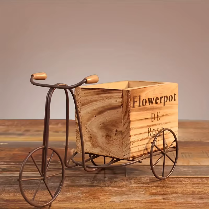 Support de plante de Tricycle en bois rustique Vintage-charmant support de Pot de fleur de vélo en f