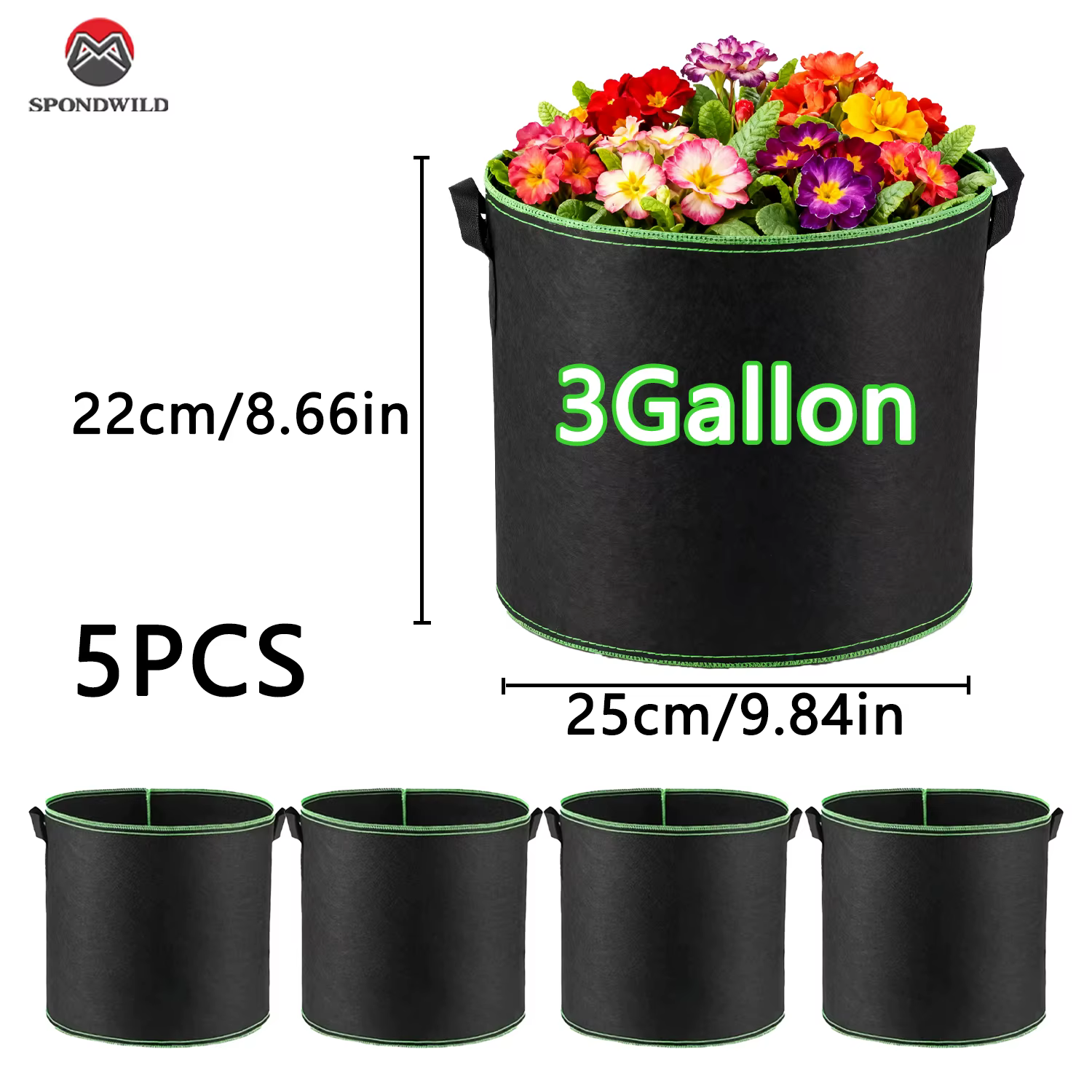 Sacs de culture de 3/5/7 gallons pour légumes/fleurs/plantes, pots en tissu avec poignées, sacs de p