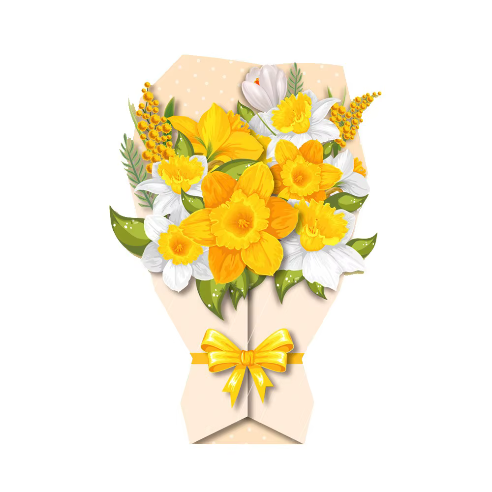 Carte de vœux 3D Fleurs en papier Tournesol/Rose/Œillet, Bouquet de fleurs artisanales, Carte de vœu