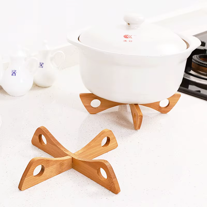 Support de Pot croisé en bambou, 100 pièces/lot, Support de Pot isolé, Support de fond de Pot, siège