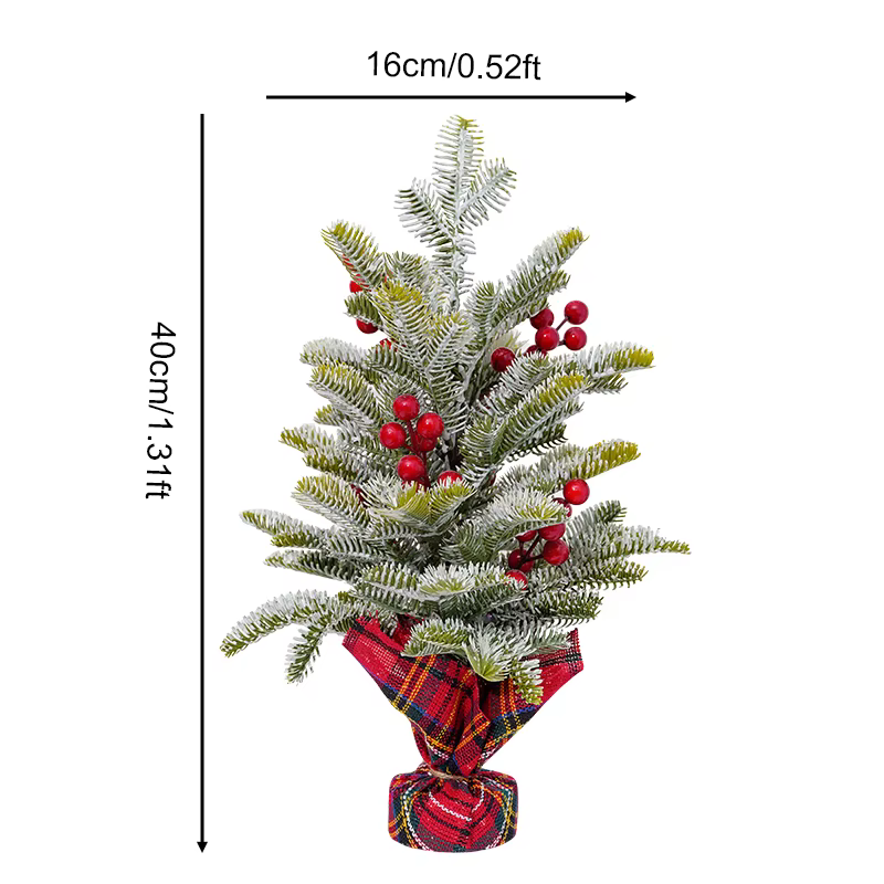 Angela fleur rouge baies pin aiguille Mini arbre de noël nouvel an maison Table chandelier décoratio