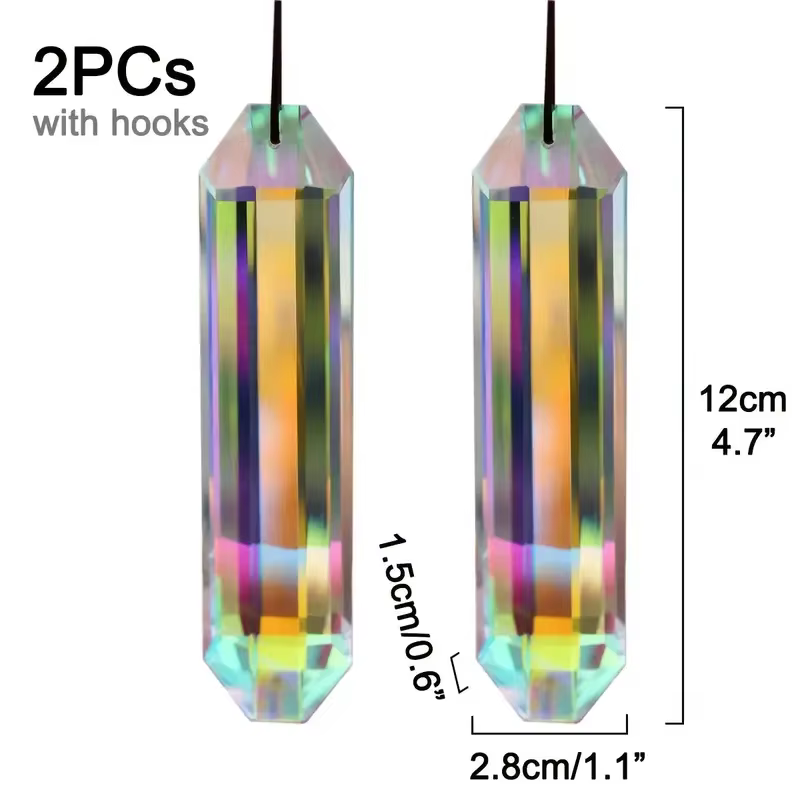 Pendentif prisme de fenêtre attrape-soleil 2 pièces, fabrication d'arc-en-ciel en cristal, ornement 