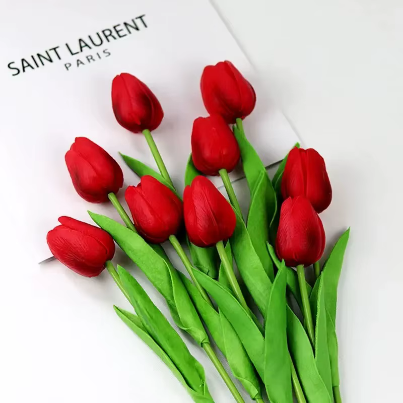 Bouquet de fleurs artificielles tulipes au toucher réel, 1 pièce, fausses fleurs, décoration pour fo