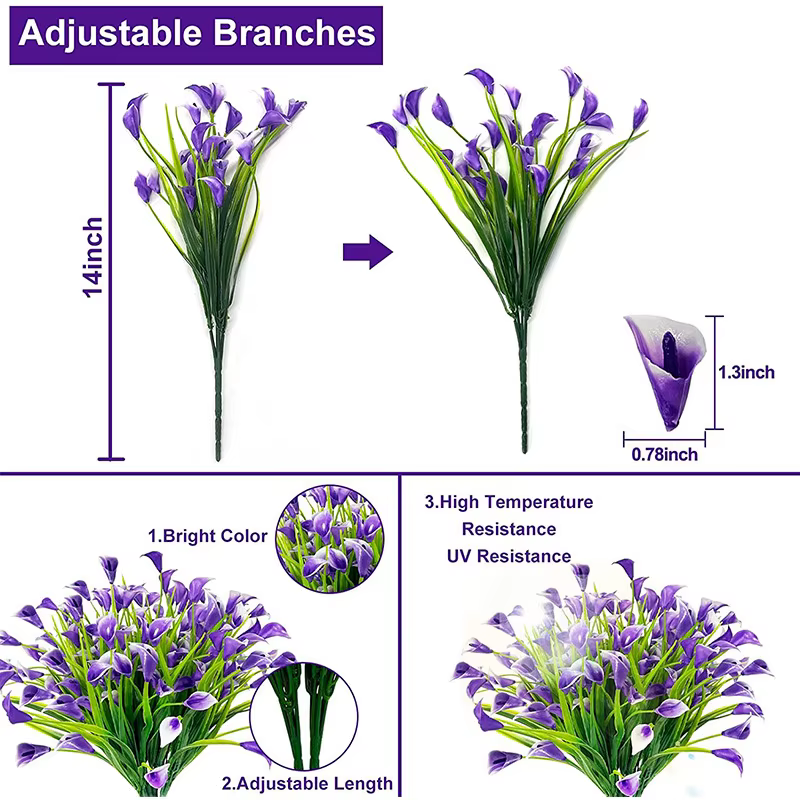 Fleurs artificielles Calla Lily fausses fleurs pour extérieur intérieur extérieur bureau maison jard