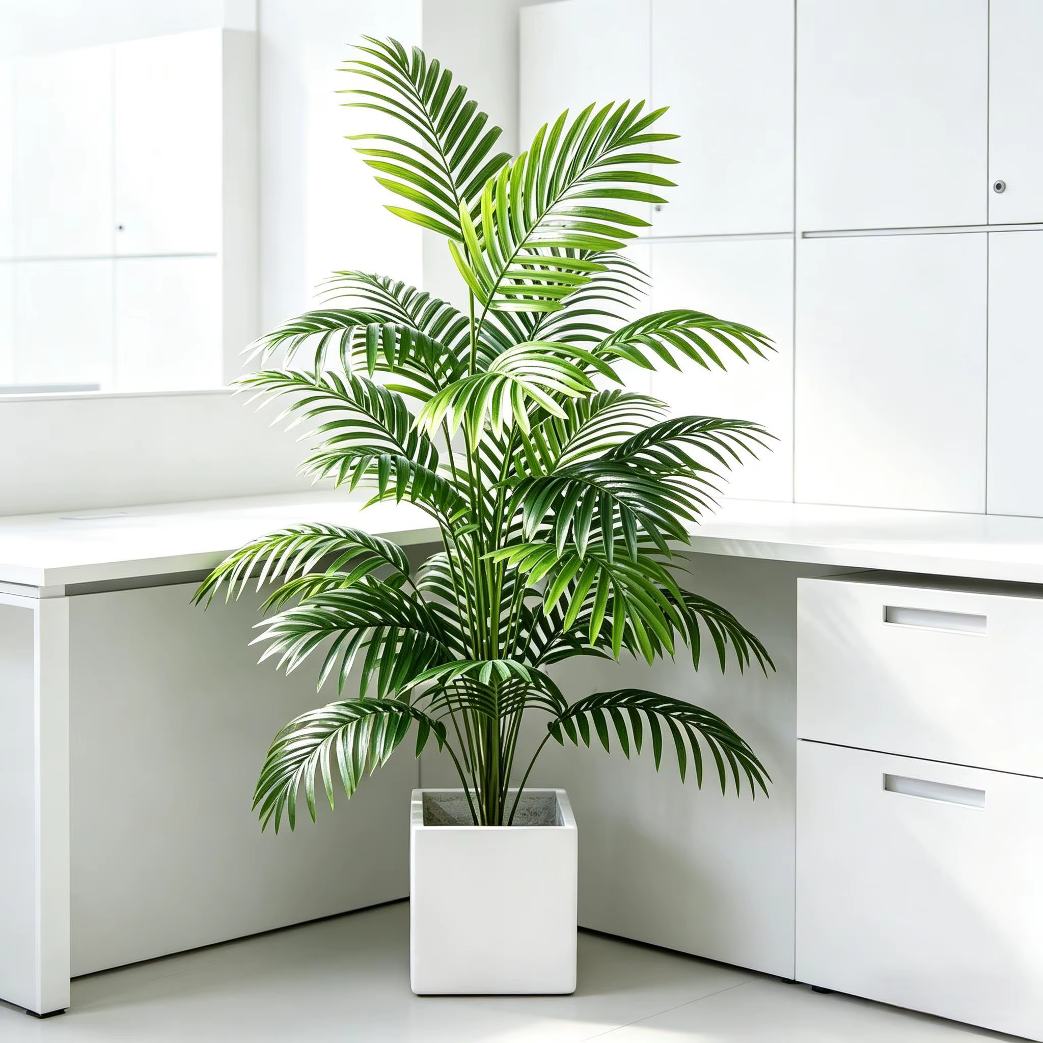 Plante artificielle en plastique, palmier Areca vert, faux bonsaï en pot pour la décoration de la ma