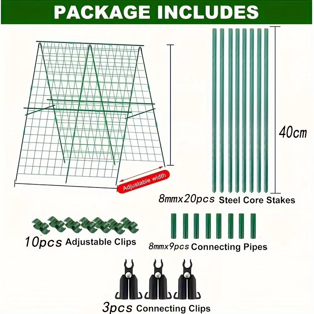 Treillis de jardin en forme de A pour concombres, support détachable pour plantes grimpantes, tomate